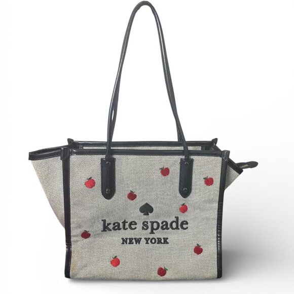 kate spade Handbags - KATE SPADE - New York Ella Apple Tote Bag Top Handle Bag Blk/White/Red